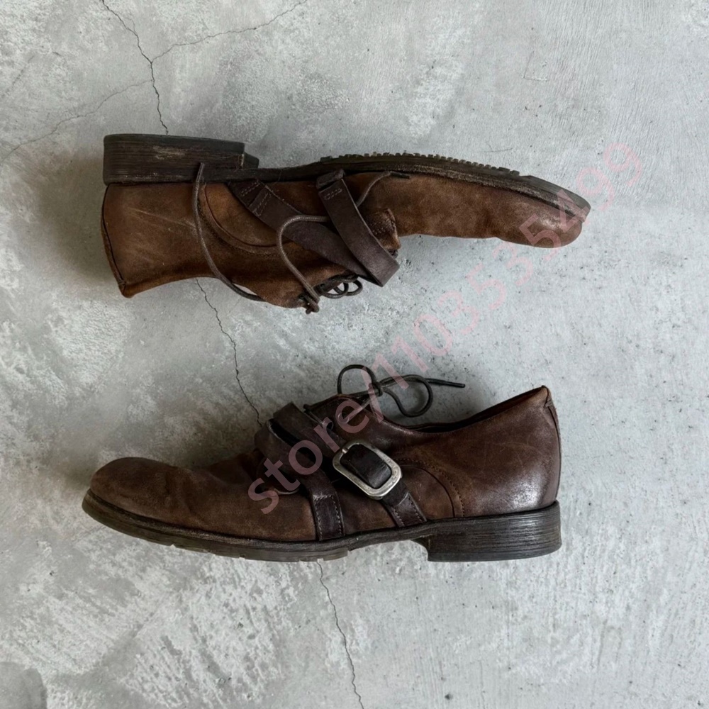 Men Shoes 2026 - 2026 Retro Distressed Brown Leather Oxford