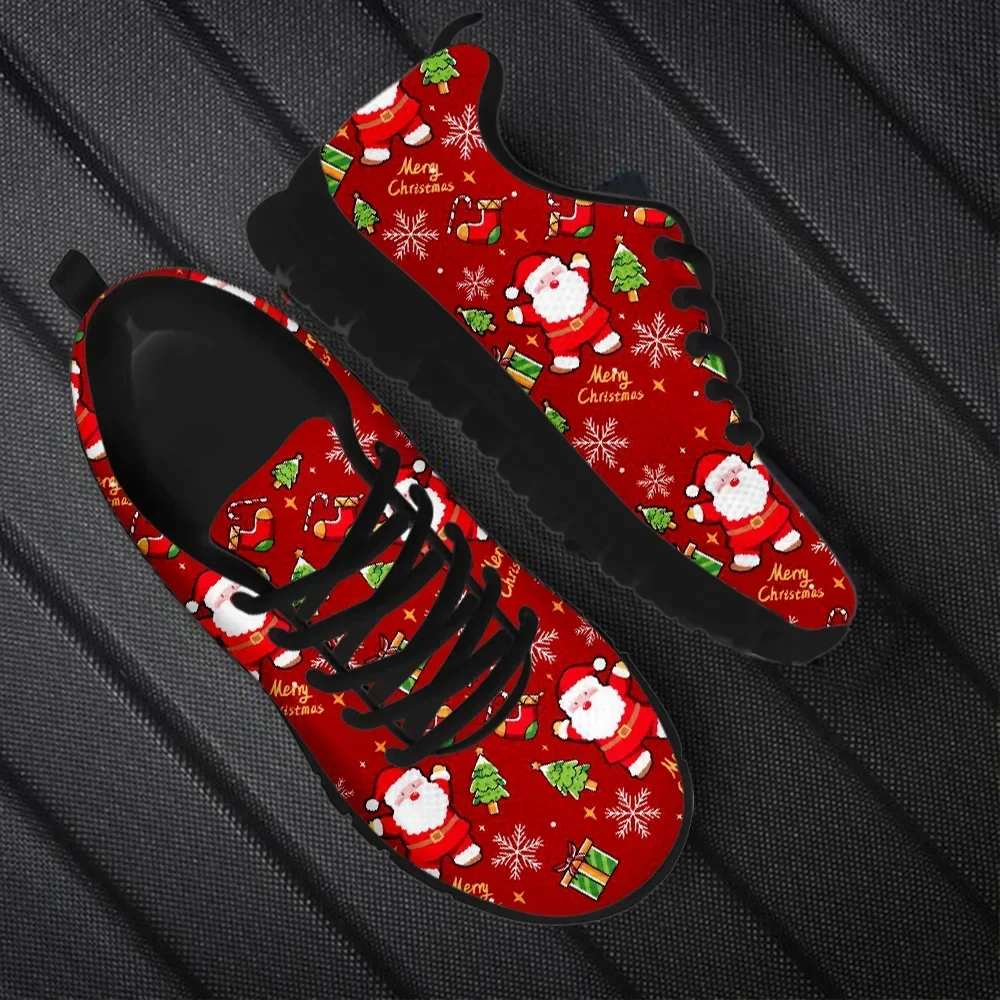 Men'S Shoes For Tennis - Wear-Resistant Casual Sneakers Santa Claus Snowflake