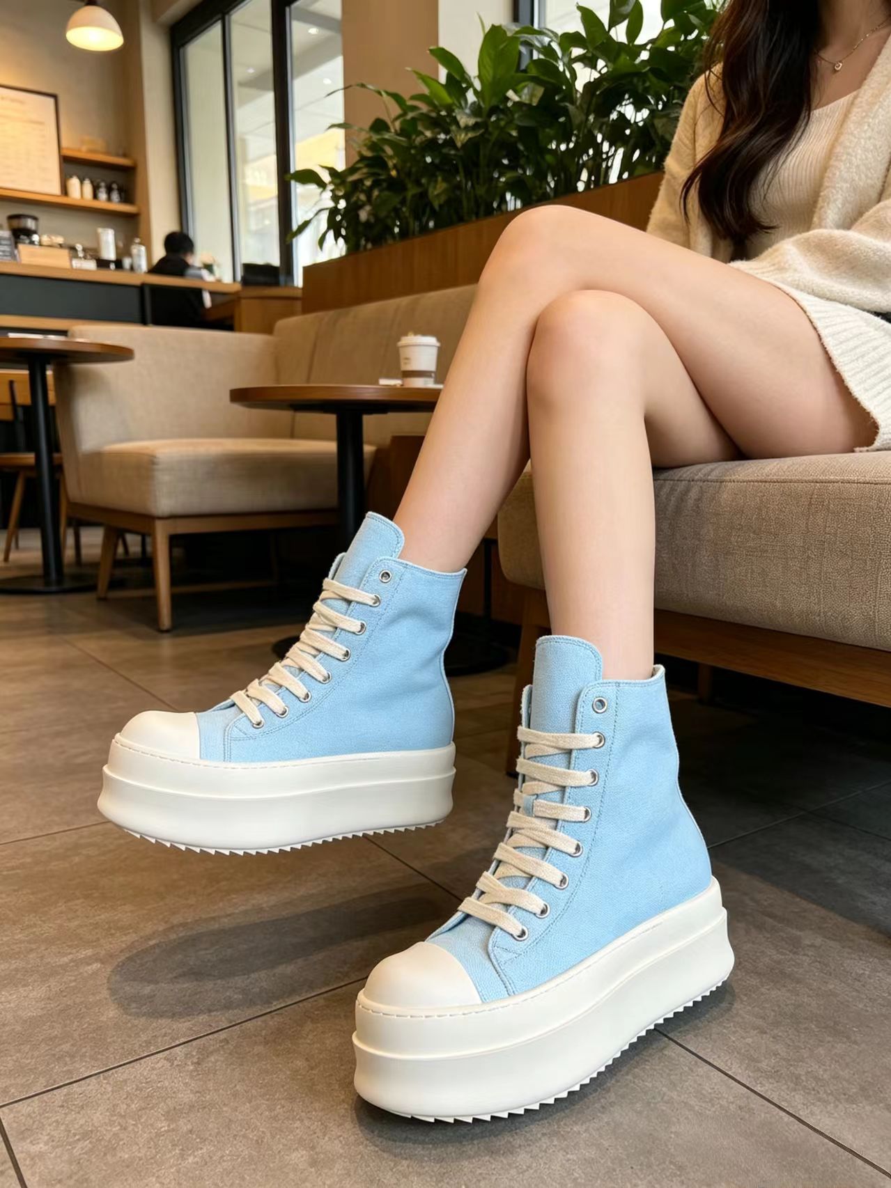 Light Blue High Top Canvas Sne - Men'S Shoes With Platform review and price