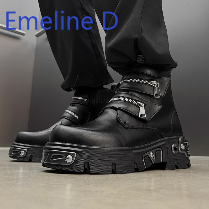 Dark Punk High Top Shoes Fashi - Men'S Shoes With Height Increase review and price