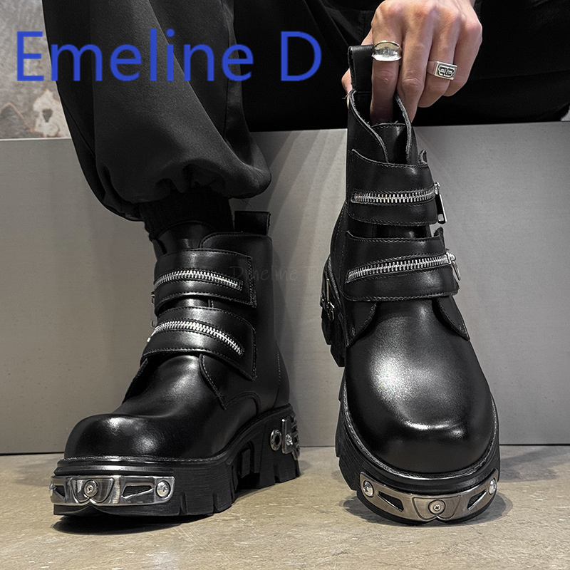 Dark Punk High Top Shoes Fashi - Men'S Shoes With Height Increase review and price